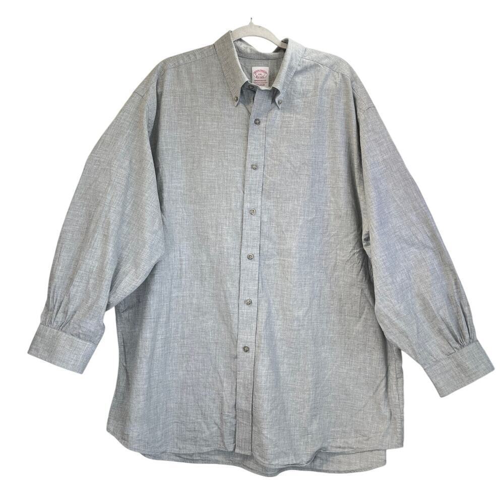 Brooks Brother Mens XXL Gray Heather Madison Fit Polo Shirt Long Sleeves
